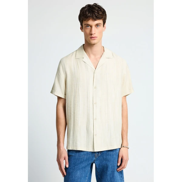 Funky Buddha Relaxed Πουκάμισο Κοντομάνικο Ανδρικό (FBM013-018-05-CLOUD-CREAM)