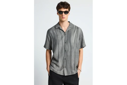 Funky Buddha Relaxed Πουκάμισο Κοντομάνικο Ανδρικό (FBM013-018-05-MOON-MIST)
