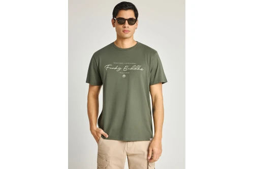 Funky Buddha Printed Logo T-Shirt  Ανδρικό (FBM013-022-04-DEEP-FOREST)