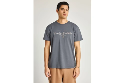 Funky Buddha Printed Logo T-Shirt  Ανδρικό (FBM013-022-04-DK-GREY)