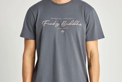 Funky Buddha Printed Logo T-Shirt  Ανδρικό (FBM013-022-04-DK-GREY)