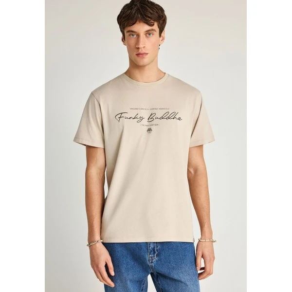 Funky Buddha Printed Logo T-Shirt  Ανδρικό (FBM013-022-04-FOG)