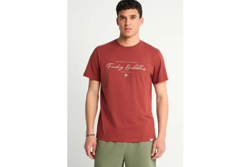 Funky Buddha Printed Logo T-Shirt  Ανδρικό (FBM013-022-04-HENNA-BROWN)
