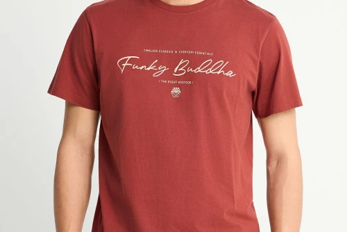 Funky Buddha Printed Logo T-Shirt  Ανδρικό (FBM013-022-04-HENNA-BROWN)