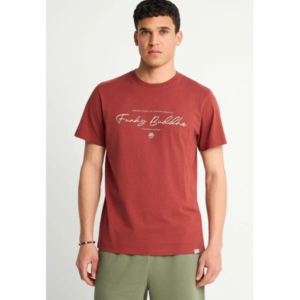 Funky Buddha Printed Logo T-Shirt  Ανδρικό (FBM013-022-04-HENNA-BROWN)