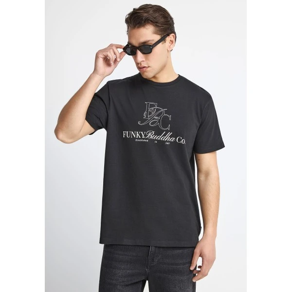 Funky Buddha Print T-Shirt Ανδρικό (FBM013-023-04-BLACK)