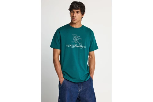 Funky Buddha Print T-Shirt Ανδρικό (FBM013-023-04-EMERALD)
