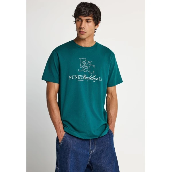 Funky Buddha Print T-Shirt Ανδρικό (FBM013-023-04-EMERALD)