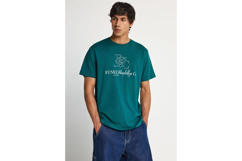 Funky Buddha Ανδρικό Κοντομάνικο T-Shirt Πράσινο