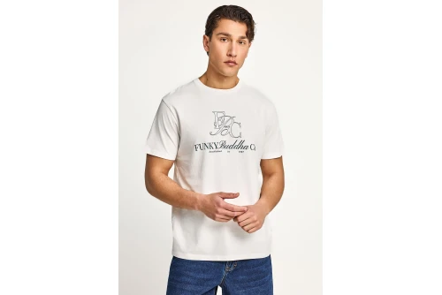 Funky Buddha Print T-Shirt Ανδρικό (FBM013-023-04-OFF-WHITE)