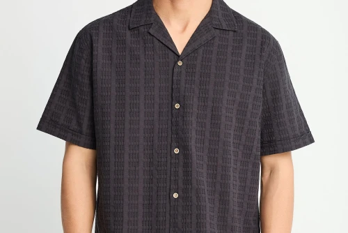 Funky Buddha Oversized Πουκάμισο Κοντομάνικο Ανδρικό (FBM013-023-05-ANTHRACITE)