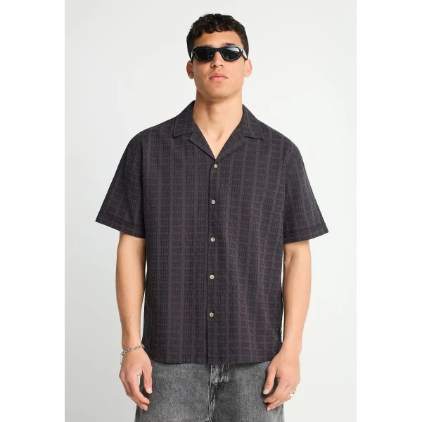 Funky Buddha Oversized Πουκάμισο Κοντομάνικο Ανδρικό (FBM013-023-05-ANTHRACITE)