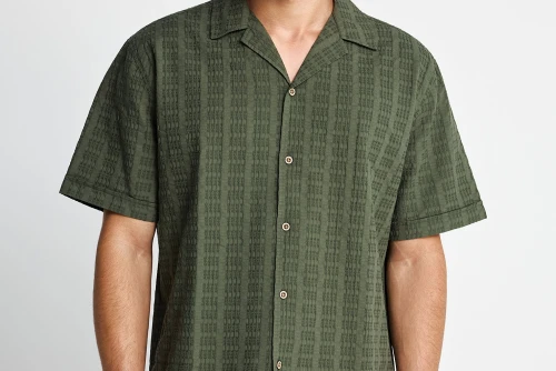 Funky Buddha Oversized Πουκάμισο Κοντομάνικο Ανδρικό (FBM013-023-05-DEEP-FOREST)
