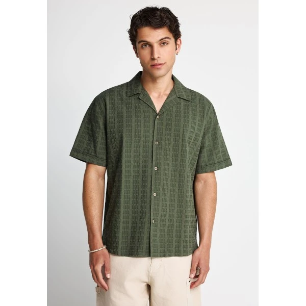 Funky Buddha Oversized Πουκάμισο Κοντομάνικο Ανδρικό (FBM013-023-05-DEEP-FOREST)