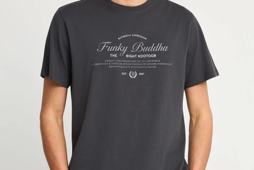 Funky Buddha Print T-Shirt Ανδρικό (FBM013-024-04-ANTHRACITE)