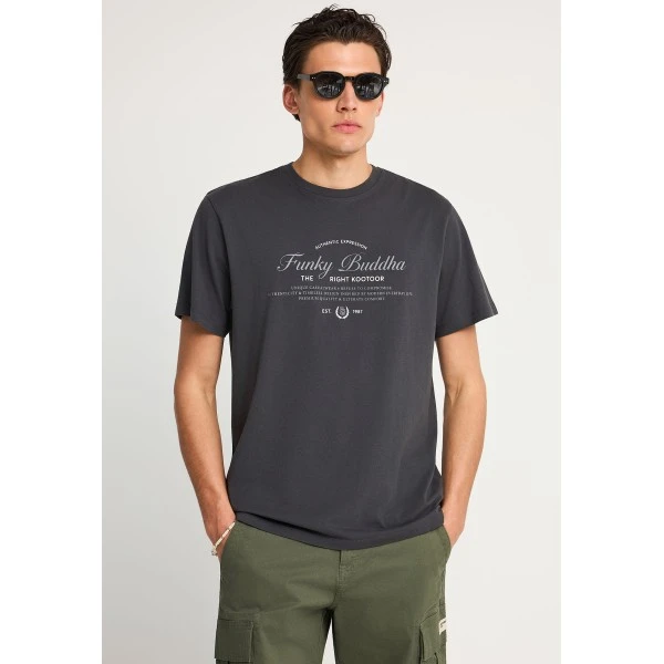 Funky Buddha Print T-Shirt Ανδρικό (FBM013-024-04-ANTHRACITE)