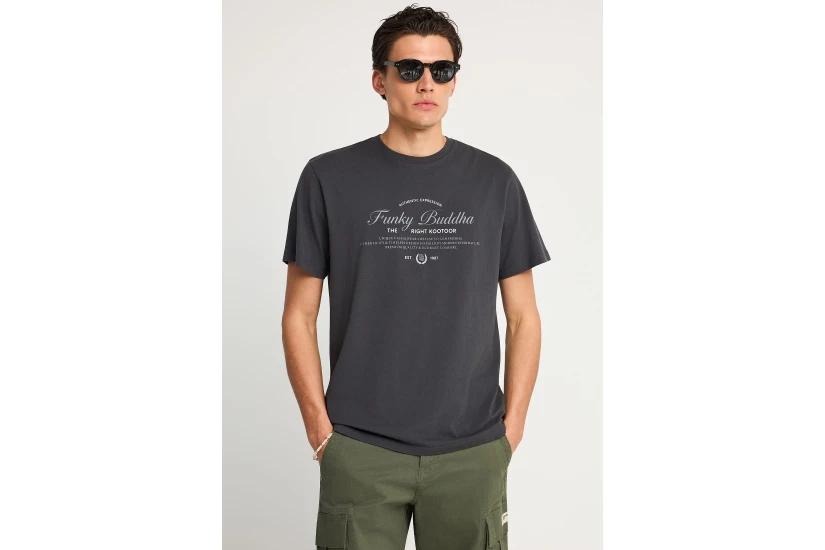 Funky Buddha Ανδρικό Κοντομάνικο T-Shirt Ανθρακί