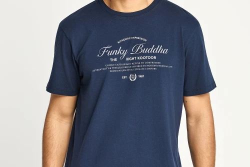 Funky Buddha Print T-Shirt Ανδρικό (FBM013-024-04-NAVY)