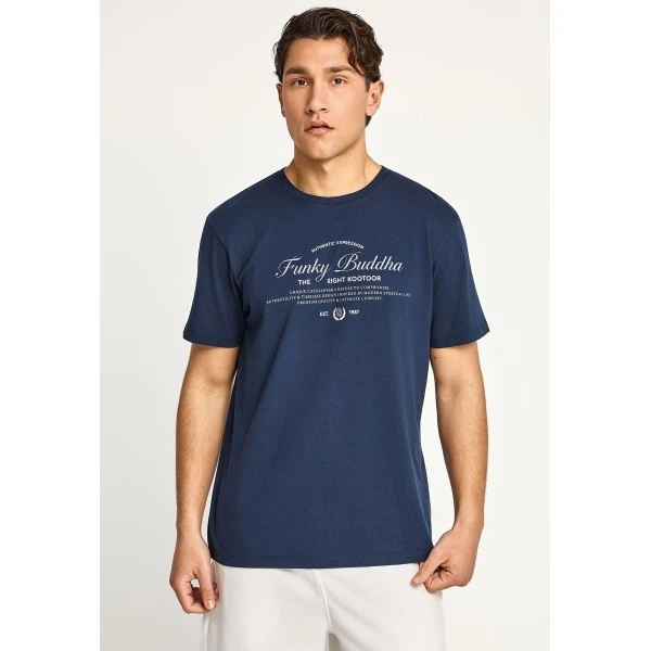 Funky Buddha Print T-Shirt Ανδρικό (FBM013-024-04-NAVY)