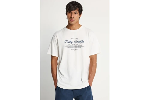 Funky Buddha Print T-Shirt Ανδρικό (FBM013-024-04-OFF-WHITE)