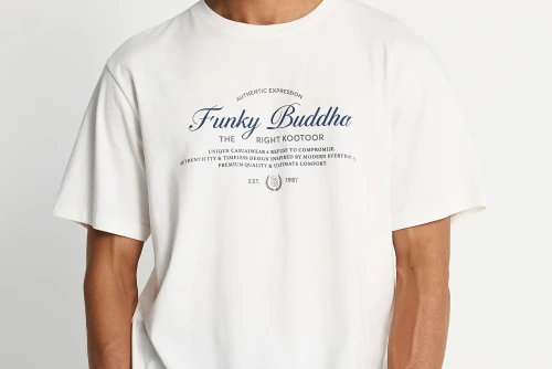 Funky Buddha Print T-Shirt Ανδρικό (FBM013-024-04-OFF-WHITE)