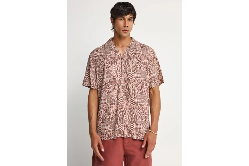 Funky Buddha Πουκάμισο Κοντομάνικο Ανδρικό (FBM013-025-05-HENNA-BROWN)