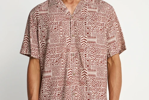 Funky Buddha Πουκάμισο Κοντομάνικο Ανδρικό (FBM013-025-05-HENNA-BROWN)