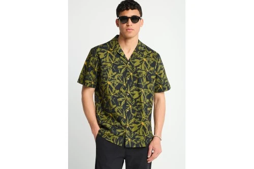 Funky Buddha Πουκάμισο Κοντομάνικο (FBM013-026-05-BLACK)