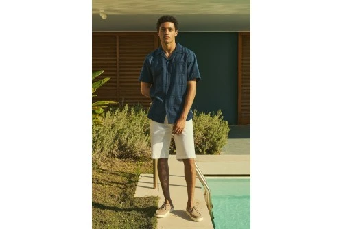 Funky Buddha Πουκάμισο Κοντομάνικο Ανδρικό (FBM013-027-05-NAVY)