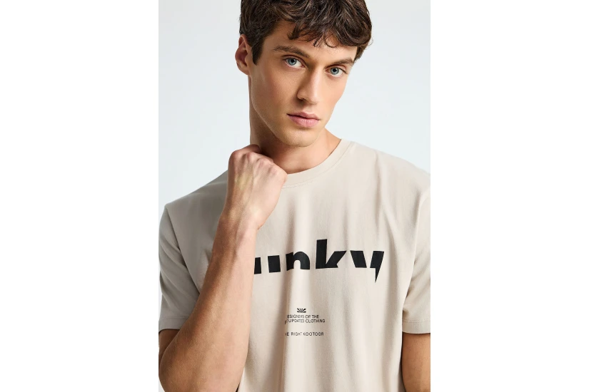 Funky Buddha Ανδρικό Κοντομάνικο T-Shirt Μπεζ