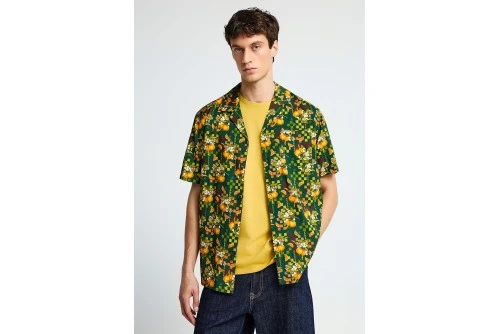 Funky Buddha Πουκάμισο Κοντομάνικο Ανδρικό (FBM013-029-05-BISTROT-GREEN)
