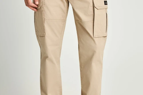 Funky Buddha Cuffed Hem Παντελόνι Cargo Ανδρικό (FBM013-030-02-GREIGE)