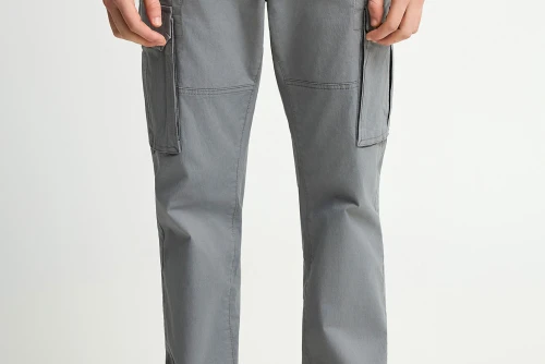 Funky Buddha Cuffed Hem Παντελόνι Cargo Ανδρικό (FBM013-030-02-STEEL-GREY)
