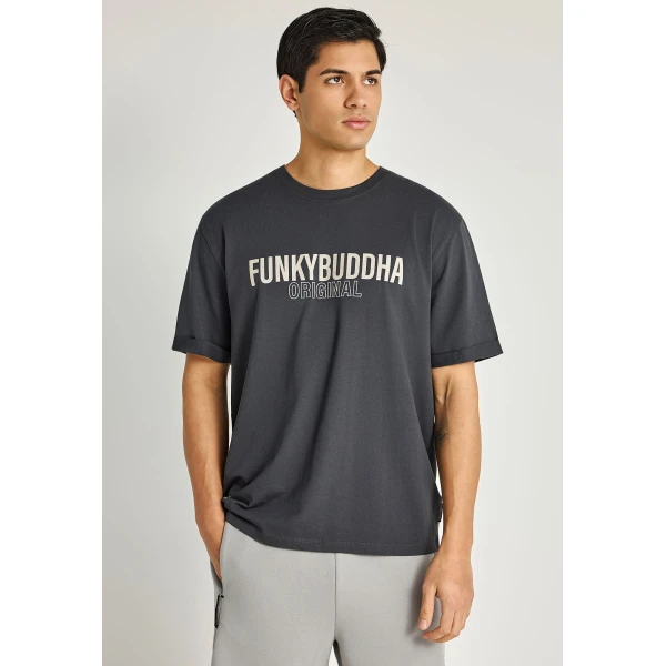 Funky Buddha Print T-Shirt Ανδρικό (FBM013-032-04-ANTHRACITE)