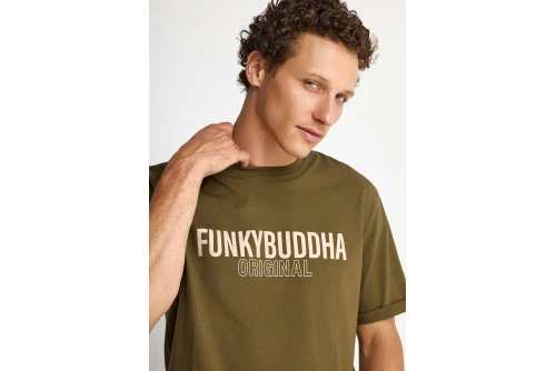 Funky Buddha Print T-Shirt Ανδρικό (FBM013-032-04-DUSTY-OLIVE)