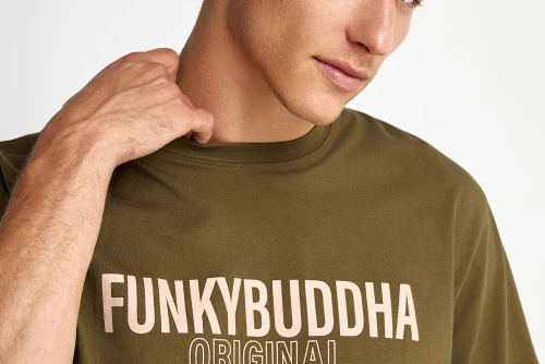 Funky Buddha Print T-Shirt Ανδρικό (FBM013-032-04-DUSTY-OLIVE)