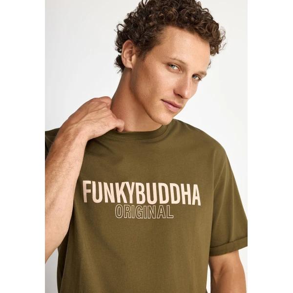 Funky Buddha Print T-Shirt Ανδρικό (FBM013-032-04-DUSTY-OLIVE)