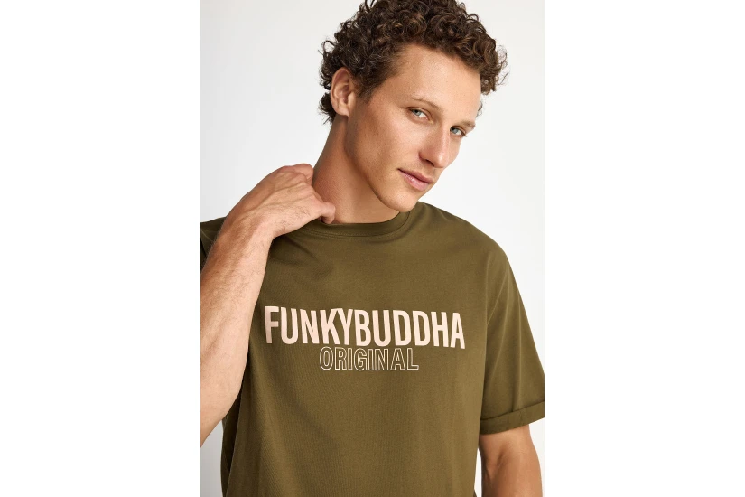 Funky Buddha Ανδρικό Κοντομάνικο T-Shirt Λαδί
