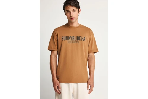 Funky Buddha Print T-Shirt Ανδρικό (FBM013-032-04-TOBACCO-BROWN)