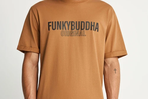 Funky Buddha Print T-Shirt Ανδρικό (FBM013-032-04-TOBACCO-BROWN)