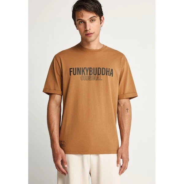 Funky Buddha Print T-Shirt Ανδρικό (FBM013-032-04-TOBACCO-BROWN)