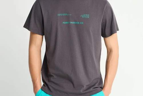 Funky Buddha Print T-Shirt Ανδρικό (FBM013-033-04-DK-GREY)