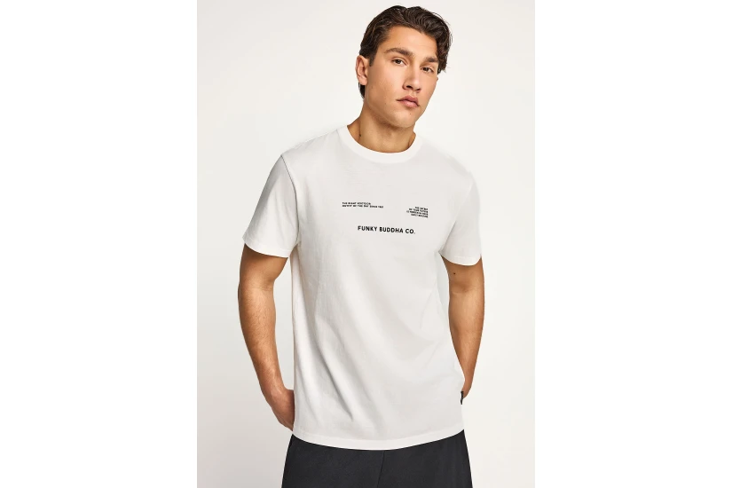 Funky Buddha Ανδρικό Κοντομάνικο T-Shirt Εκρού