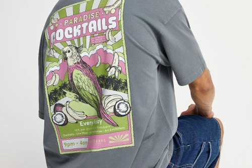 Funky Buddha Print On The Back T-Shirt Ανδρικό (FBM013-039-04-DK-GREY)