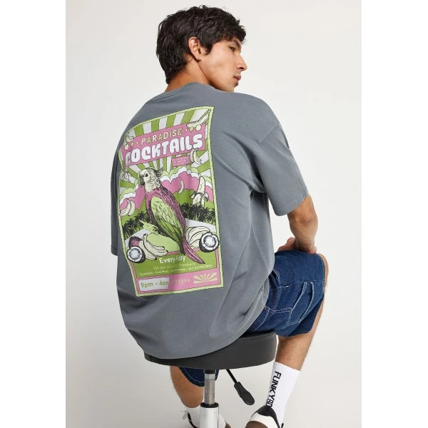 Funky Buddha Print On The Back T-Shirt Ανδρικό (FBM013-039-04-DK-GREY)