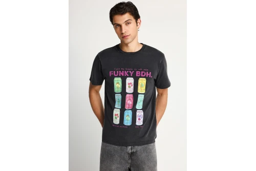 Funky Buddha Print T-Shirt Ανδρικό (FBM013-040-04-BLACK)