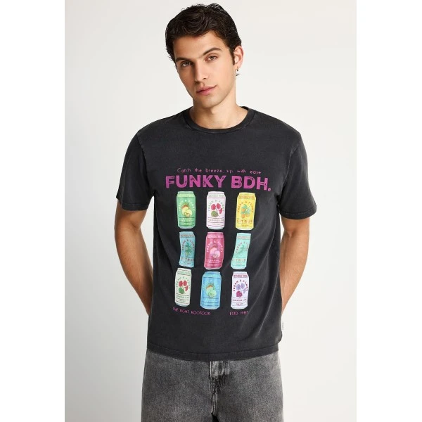 Funky Buddha Print T-Shirt Ανδρικό (FBM013-040-04-BLACK)