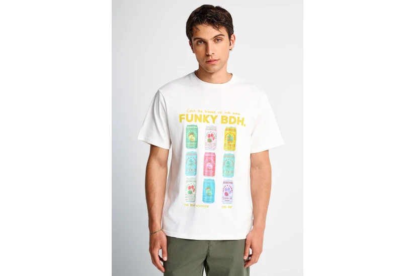 Funky Buddha Ανδρικό Κοντομάνικο T-Shirt Εκρού