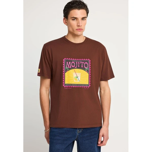 Funky Buddha Print T-Shirt Ανδρικό (FBM013-042-04-BRUNETTE)