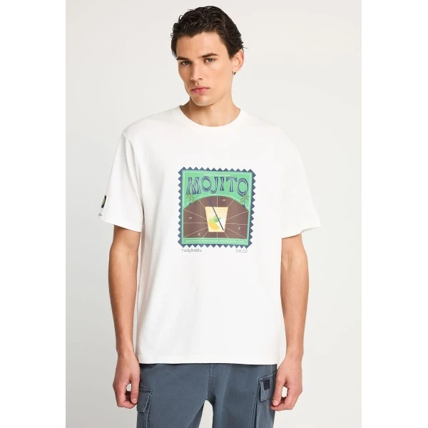 Funky Buddha Print T-Shirt Ανδρικό (FBM013-042-04-OFF-WHITE)